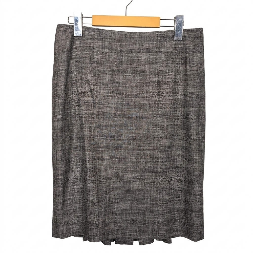 TEENFLO Pleated Hem Pencil Skirt Made in Canada Grey Textured Womens Size 8